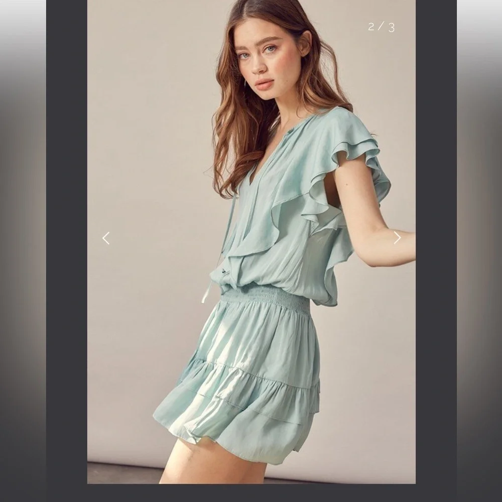 Mustard seed blue ruffle dress - Picture 2 of 5